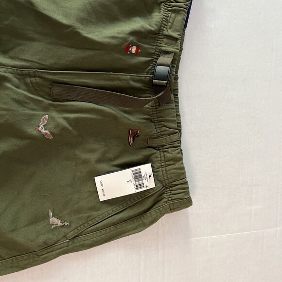 Polo Ralph Lauren Men Sz Large Voyager Embroidered Trail Shorts Olive Green - Picture 3 of 8